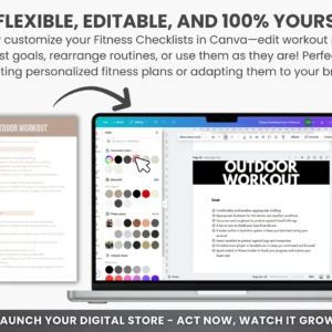Fitness Checklist Printable with PLR Resell Rights.