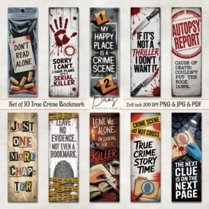 Thriller Bookmark Bundle, Horror Crime Thriller Bookmarks